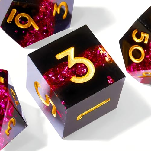 Dungeons and Dragons dice Set DND, polyhedral D&D Resin dice Set, Suitable for Role-Playing dice Game RPG Pathfinder DND dice Set - color: Ls-fine Sand Red