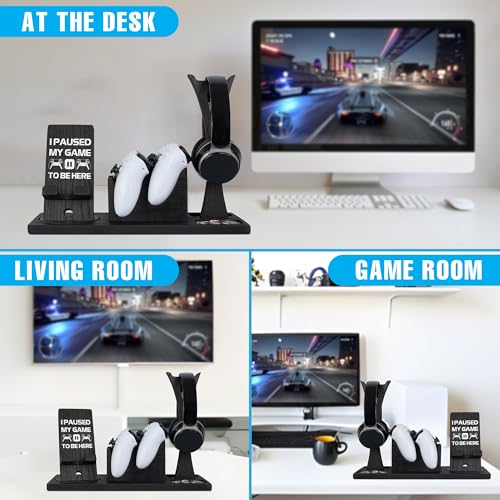 Gaming Accessories Organizer with Headphone Holder, Rotatable Phone Stand & Controller Stand - Unique Gamer Gifts Controllers Holders Gaming Equipment, Gifts for Gamers Controller Holder - size: Standard