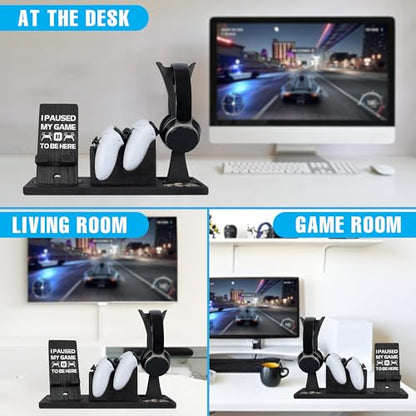 Gaming Accessories Organizer with Headphone Holder, Rotatable Phone Stand & Controller Stand - Unique Gamer Gifts Controllers Holders Gaming Equipment, Gifts for Gamers Controller Holder - size: Standard