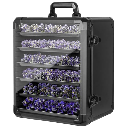 Miniature Carrying Case, Miniature Storage Case with 6 Trays, Aluminum Alloy Frame, Display and Transport Action Figure Display Case for Collectibles Miniatures, Warhammer Carrying Case - size: Large
