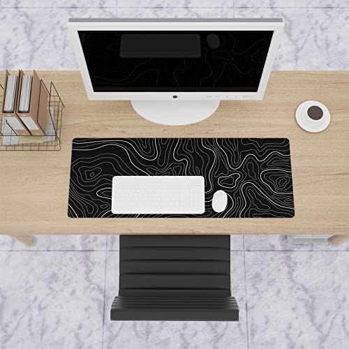 Ovenbird Extra Large Mouse Pad, Extended Topographic Map Gaming Mousepad with Non-Slip Base & Stitched Edges, 35.4" x 15.7", Black - color: Black Topo, size: Extended X-Large