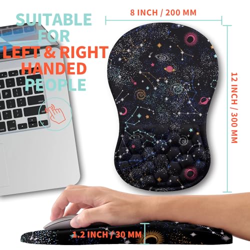 Ergonomic Mouse Pad Wrist Support with Memory Foam Massage Bulge, Carpal Tunnel Pain Relief Mousepad Wrist Rest for Mouse(12x8 inch, Galaxy) - color: Kg021-galaxy