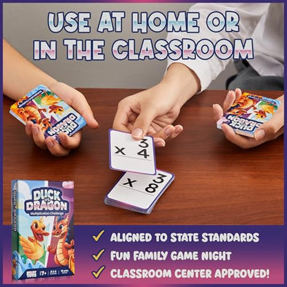 Ducks vs Dragons Multiplication Game - Math Games for Kids 8-12 - Fun Card Game for Learning Times Tables 0-12 - Math Facts Games for 3rd 4th 5th Grade