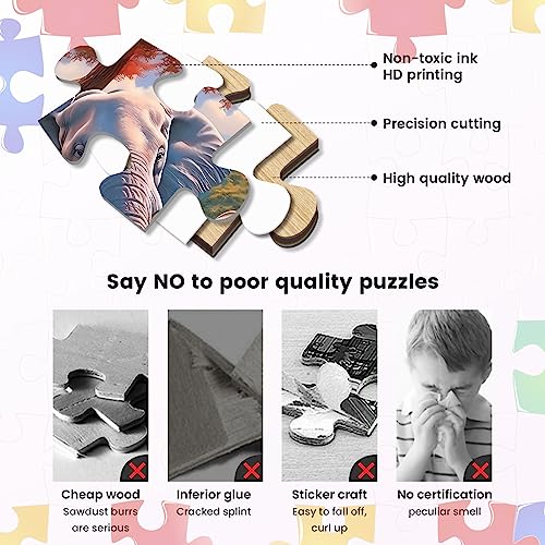 100 Piece Big Piece Jigsaw Puzzle for Seniors Elephant Forest Dementia Large Piece Puzzles for Seniors- Alzheimer's Activity for Adults Puzzle- Best Memory Game for Patiens in Nursing Home 15" x 19" - style: 100 Large Pieces
