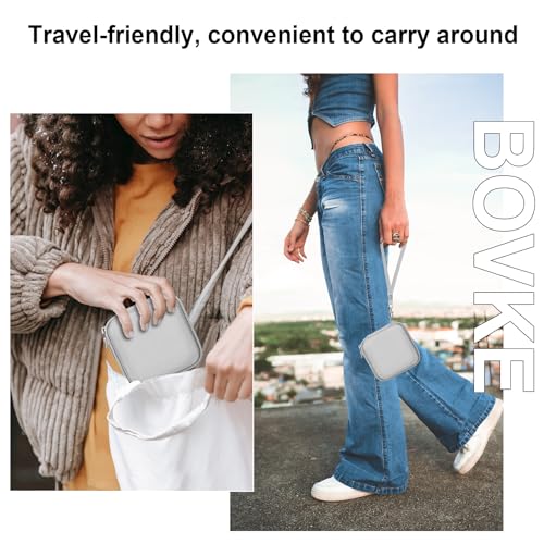 BOVKE Carrying Case Compatible with Anbernic RG35XXSP / RG34XX SP Handheld Game Console, Clamshell Retro Games Consoles Flip Hand-held System Holder with Mesh Pocket for Cables and Accessories, Silver - style: Silver Case