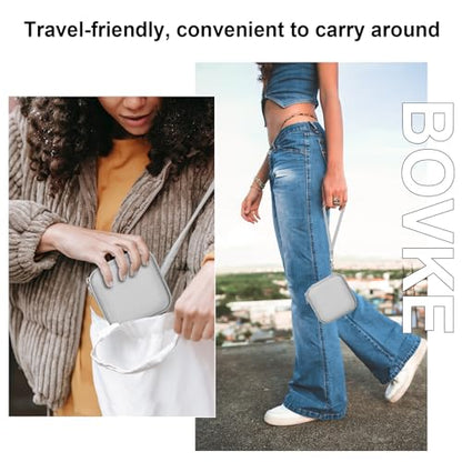 BOVKE Carrying Case Compatible with Anbernic RG35XXSP / RG34XX SP Handheld Game Console, Clamshell Retro Games Consoles Flip Hand-held System Holder with Mesh Pocket for Cables and Accessories, Silver - style: Silver Case