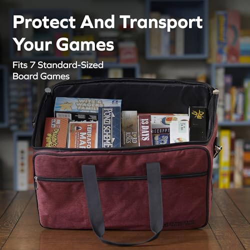 Board Game Bag - [Backpack/Shoulder Strap/Luggage Slip] - Padded Board Game Carrier (Ruby Red) - color: Ruby Red