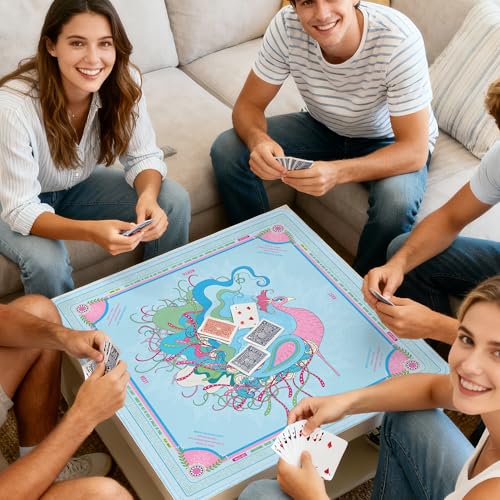 KUNTE Mahjong Mat, Light Blue, 32"x32" | Non-Slip, Quiet, Waterproof, Foldable, For American Mahjong - color: Light Blue