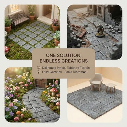 Dollhouse Miniature Paving Stones, Model Tiles | Set of 50 pcs for Fairy Gardens and Tabletop Terrain, REDUCIO! - color: Gray Rock Pavement