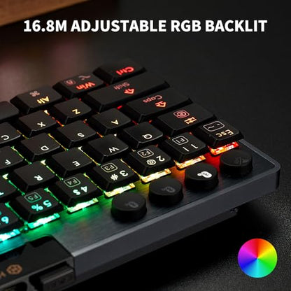 Hexgears A1 Low Profile Wireless Mechanical Keyboard - 60% Compact TKL, Bluetooth 5.0/2.4GHz/Wired USB C Hot Swappable Tactile Switch, RGB Backlit Mini Portable Gaming Keyboard Aluminum for PC/MAC - size: A1 - Mini, style: Tactile