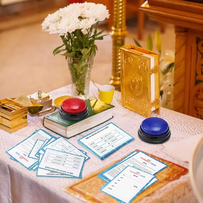 Christian Bible Friendly Feud Game with 2 Answer Buzzers, Religious Feud Card Board Game Night Family Church Group Fun Trivia Quiz for Christmas Easter Party Office Class Team Building - style: Christian