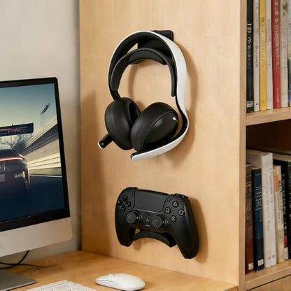 Universal Headphone Hanger Wall Mount & Under Desk Hook – Adhesive Headset Stand for Gaming Headsets & Game Controller Stand