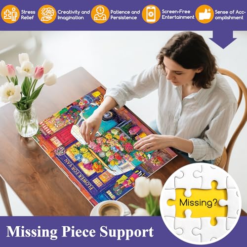 300 Piece Puzzles for Adults,Nature Flower Shop Puzzle for Adults Kids Seniors,Large Piece Fun Puzzle for Kids Ages 8-10 10-12,Challenging Truck Floral Dog Puzzles Perfect for Game Nights,20.5x15 in - style: Flower Shop