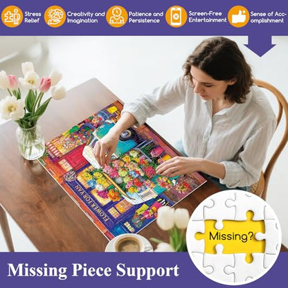 300 Piece Puzzles for Adults,Nature Flower Shop Puzzle for Adults Kids Seniors,Large Piece Fun Puzzle for Kids Ages 8-10 10-12,Challenging Truck Floral Dog Puzzles Perfect for Game Nights,20.5x15 in - style: Flower Shop