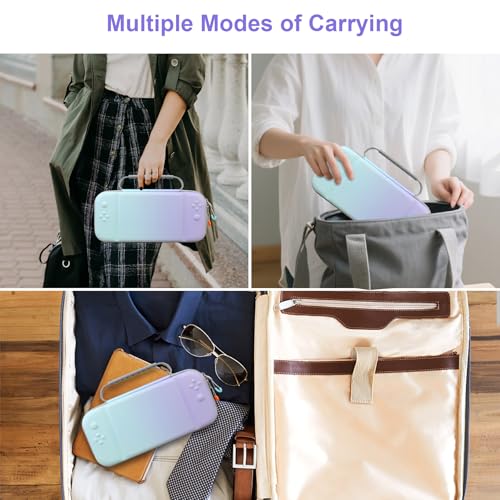 Canboc Carrying Case Compatible with Nintendo Switch 2 (2025), Hard Shell Switch 2 Console Bag with 24 Game Card Slots, Mesh Pocket fit Accessories, Purple Gradient Blue (Case Only) - color: Purple Gradient Blue