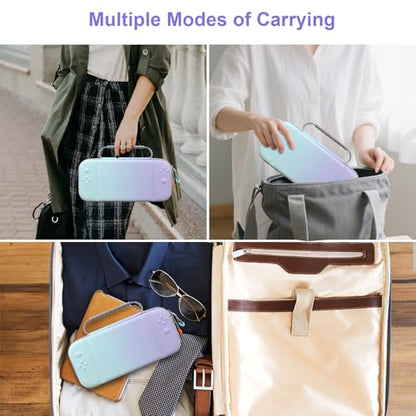 Canboc Carrying Case Compatible with Nintendo Switch 2 (2025), Hard Shell Switch 2 Console Bag with 24 Game Card Slots, Mesh Pocket fit Accessories, Purple Gradient Blue (Case Only) - color: Purple Gradient Blue