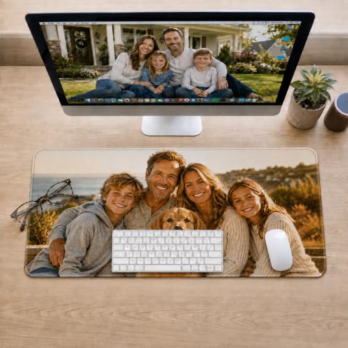 Custom Mouse Pad Custom Desk Mat Personalized Mouse Pad | Multiple Size Options Personalized Photo Text Logo Large Mouse Pad Non-Slip Easy-Clean Keyboard Mat For Office Computer Desk