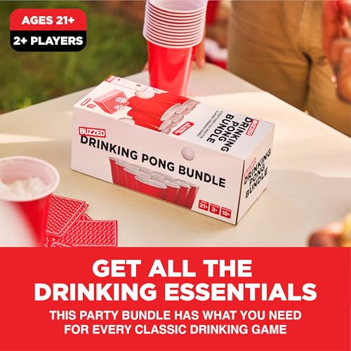 Buzzed Party Pong Bundle Drinking Kit for Adults | Fun Drinking Games And Ping Pong Balls, College Essentials Favorite, Includes Materials For Over 10 Games - style: Party Pong Bundle