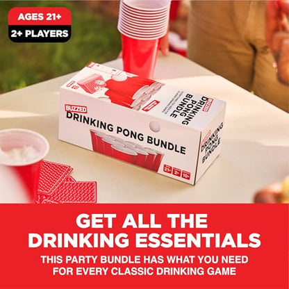 Buzzed Party Pong Bundle Drinking Kit for Adults | Fun Drinking Games And Ping Pong Balls, College Essentials Favorite, Includes Materials For Over 10 Games - style: Party Pong Bundle