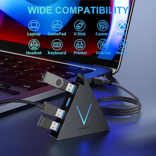 4-Port USB 3.0 Hub, FlyingVHUB USB Hub Tower with 2 ft Extended Cable,USB Splitter for Laptop,PC,PS4,PS5,Xbox,Mouse,Keyboard, Flash Drive, U-Disk (Black) - color: Black-A