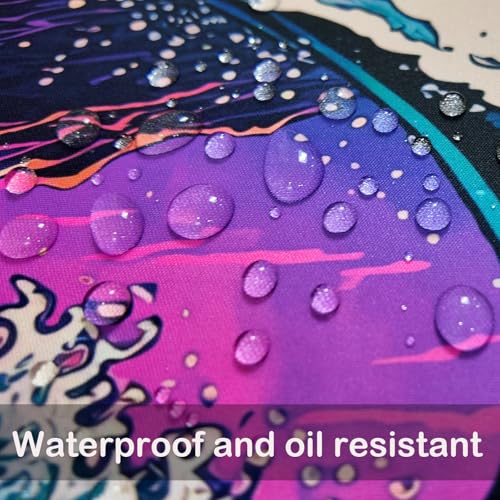 Simpkeely Japanese Sea Wave Mouse Pad, Blacklight Kanagawa Waterproof Gaming Extended Large Desk Pad Long Computer Keyboard Big Mouse Mat with 3mm Non-Slip Rubber Base for Office Home - 31.5" x 11.8" - color: Japanese Sea Wave