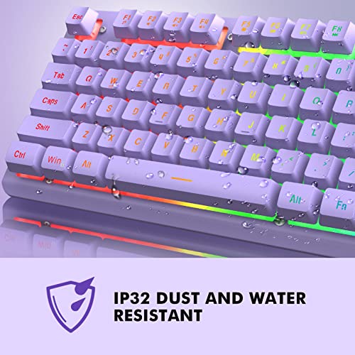 NPET K10 Wired RGB Purple Membrane Keyboard for PC Desktop | Spill Resistant, Multimedia Hotkeys, Quiet Membrane Gaming Keys