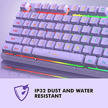 NPET K10 Wired RGB Purple Membrane Keyboard for PC Desktop | Spill Resistant, Multimedia Hotkeys, Quiet Membrane Gaming Keys