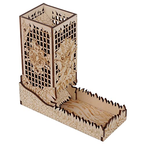 CZYY Cthulhu Dice Tower, Foldable Wooden Dice Roller with Tray | Laser-Cut Birch Plywood, Folding Design, Sea Monster Artwork, For Board Games & RPG Nights