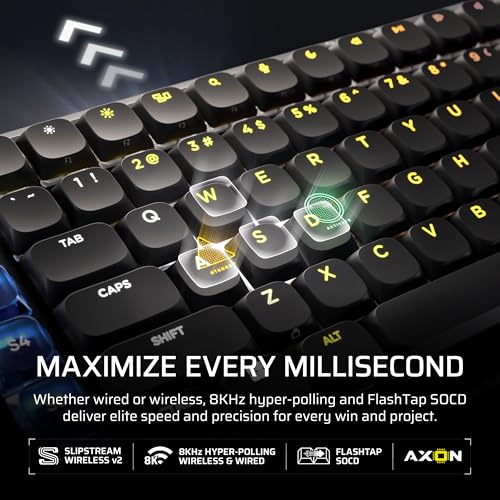Corsair Vanguard AIR 99 Wireless RGB Gaming Keyboard – US QWERTY – Black | 99% Layout, Low-Profile, Optical-Mechanical, OPX Switches, 8000Hz, Stream Deck Integration, Flashtap SOCD - color: Black