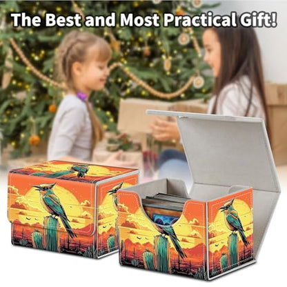 Stylish MTG Deck Box for 110+ Cards, Magnetic Commander Deck Case with Bonus Game Card Pouch, Durable Storage for TCG and Sleeved Magic Cards, Artistic Bird - color: Artistic Bird