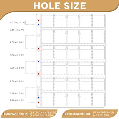25 Sheets Coin Pocket Pages - 30 Pocket Standard 9-Hole 750 Pockets Inserts Collecting Sleeves for Coins [38mm X 34mm Each Pocket] CS0312530 - color: 30 Pocket(34mm X 38mm Each Pocket), size: 25 Sheets