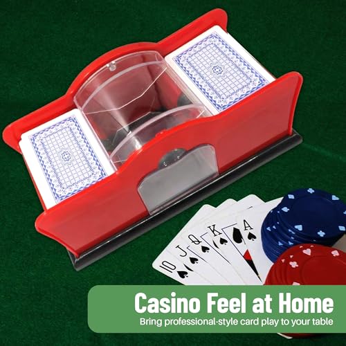 Evelots Playing Cards Shuffler - 2 Deck Card Holder, Easy Hand Cranked System, Card Shuffling Machine, Casino Card Shuffler for Blackjack Poker Texas Hold Em | Card Games