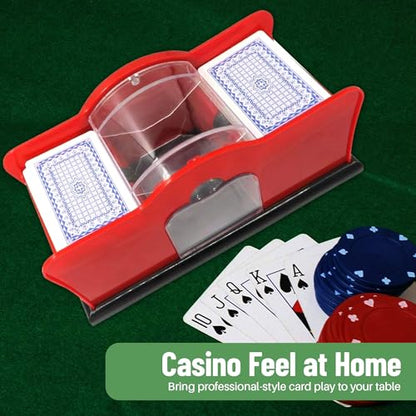 Evelots Playing Cards Shuffler - 2 Deck Card Holder, Easy Hand Cranked System, Card Shuffling Machine, Casino Card Shuffler for Blackjack Poker Texas Hold Em | Card Games