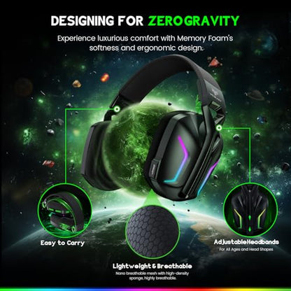 WESEARY Wireless Gaming Headset for Xbox Series X|S, 2.4GHz Ultra-Low Latency Headset with Noise Cancelling Mic for PC, PS5, PS4, Switch, Mac, 3D Surround Sound, Bluetooth 5.4, 50H Battery - color: Raven Black