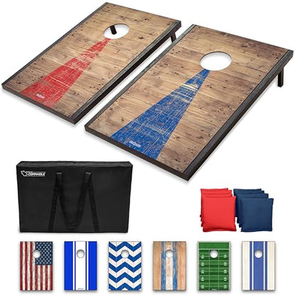 GoSports Portable Cornhole Sets, 8 Styles – Choose 4 x 2 ft or 3 x 2 ft - Boards Include 8 Bean Bags, Travel Case, and Game Rules - style: 3 x 2 ft Rustic
