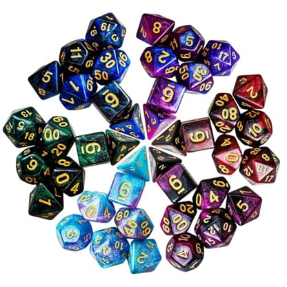 DND Dice Set 42 Pcs Polyhedral Dungeons and Dragons Rolling Dice for D&D RPG MTG Table Games Dice Bulk with Colorful Drawstring Bags and Dice Tray (Star) - color: Star