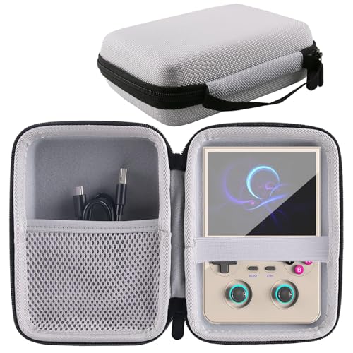 WERJIA Hard Carrying Case Compatible with RG447V/RG DS/ XF40H Handheld Game Console, Mesh Pocket fits Cable, SD Card (Grey) - color: Grey