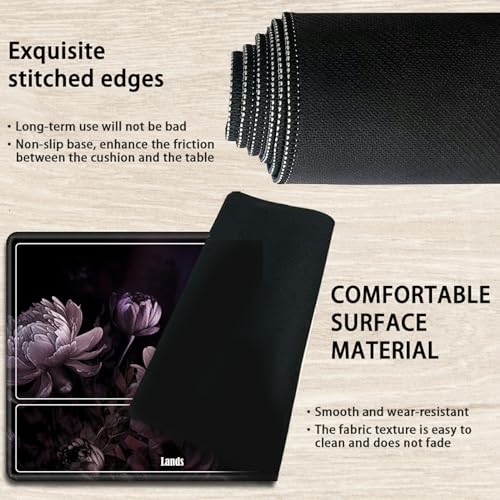 Board Game Mat TCG Playmat Plus 50 Pcs Card Sleeves, 24 x 14 inches Table Mats Games Mousepad with Zones Smooth Surface for MTG RPG CCG Trading Card Game Play Mats, Peony - color: Peony, size: Zone 1