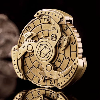 7-in-1 DND Dice Set, Rotate Metal Rotate Dungeons and Dragons DND Compass Dice, Cool RPG Role Playing Table Game Dice（Bronze） - color: Mechanical-bronze