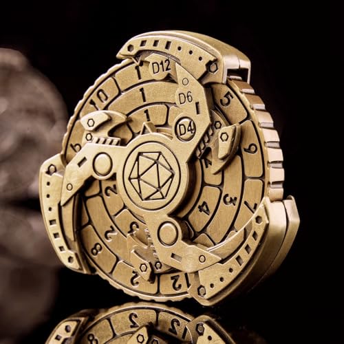 7-in-1 DND Dice Set, Rotate Metal Rotate Dungeons and Dragons DND Compass Dice, Cool RPG Role Playing Table Game Dice（Bronze） - color: Mechanical-bronze