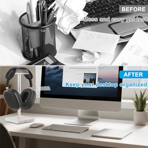 Acrylic Marble Headset Holder Headphone Holders for Desk, Gaming Headphone Stand,Universal Holder for Music Headset Accessories 1 Pack(DP029) - color: white