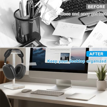 Acrylic Marble Headset Holder Headphone Holders for Desk, Gaming Headphone Stand,Universal Holder for Music Headset Accessories 1 Pack(DP029) - color: white