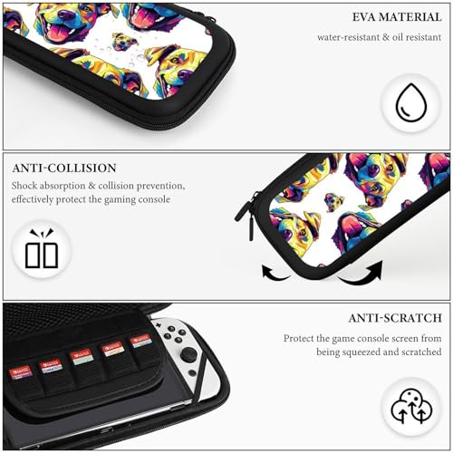 PPIKTC Carrying Case Compatible with Nintendo Switch, Travel Storage Holder Bag with 15 Game Cartridges, Watercolor Dog - color: Design (337)