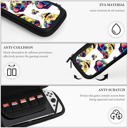PPIKTC Carrying Case Compatible with Nintendo Switch, Travel Storage Holder Bag with 15 Game Cartridges, Watercolor Dog - color: Design (337)