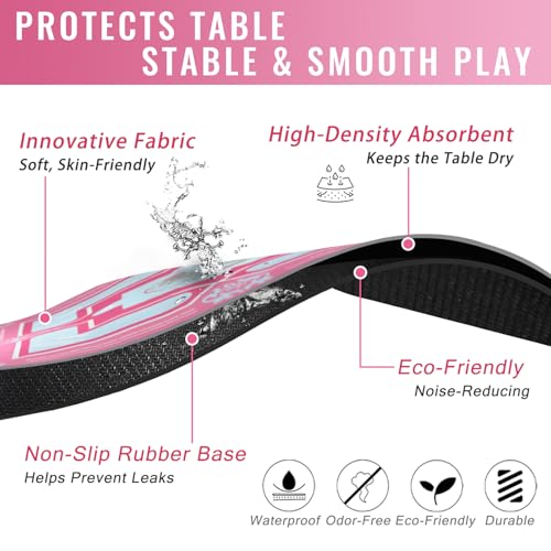 Mahjong Mat 31.5 * 31.5 Inch Non-Slip Noise Reduction, American Mahjong Mat for Table with Bag, Waterproof Surface Mah Jongg Mats for Poker, Card, Dominoes, Board & Tile Games - color: Pink
