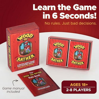 Wood You Rather? Adult Party Games for Game Night - Funny Card Games for Adults Ages 17-30 - 200 Outrageous Questions for Groups, Pregames & Simple Rules - Premium Quality Edition