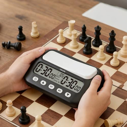 VINJOE Chess Clock Digital Chess Timer Professional for Board Games,Portable Digital Chess Clock & Game Timer with Basic,Bonus,Delay and Positive Time Features Best Gifts for Christmas(Without Battery - style: Without Battery