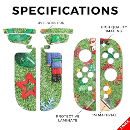 Glossy Glitter Gaming Skin Compatible with Nintendo Switch 2 Joy-Con Controller 2 Pack - Christmas Collection - Premium 3M Vinyl Protective Wrap Decal Cover - Easy to Apply MightySkins - color: Christmas Collection, size: 2 Pack of Joy-Con Skins, style: G