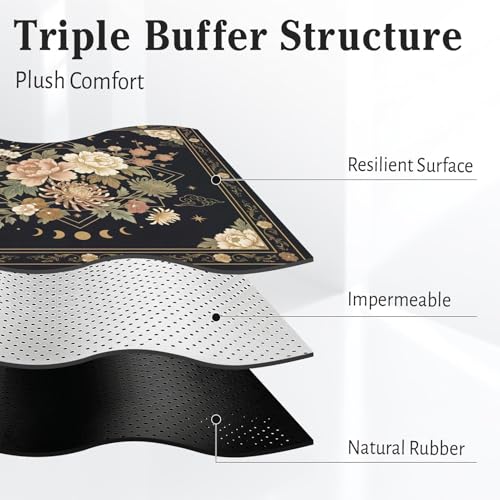 Britimes Mahjong Mat with Black Carrying Bag,31.5"x31.5", Celestial Floral | Moon Non-Slip Noise Reduction Gaming Mat Rubber Multi Purpose Game Table Cover for Mahjong Card Dominoes Board Tile Games - color: Flower Moon