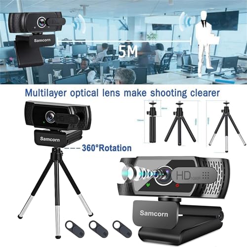 Webcam with Microphone for Desktop,1080P HD USB Webcam Live Streaming Laptop PC Computer Web Camera for Video Calling Conferencing Recording Gaming, AutoFocus 3D Noise Reduction